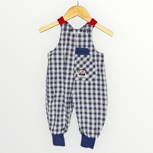 Gymboree Vintage‎ Rainbow Tag 90s Blue Plaid Seersucker Romper Boys Infant 3-6 M
